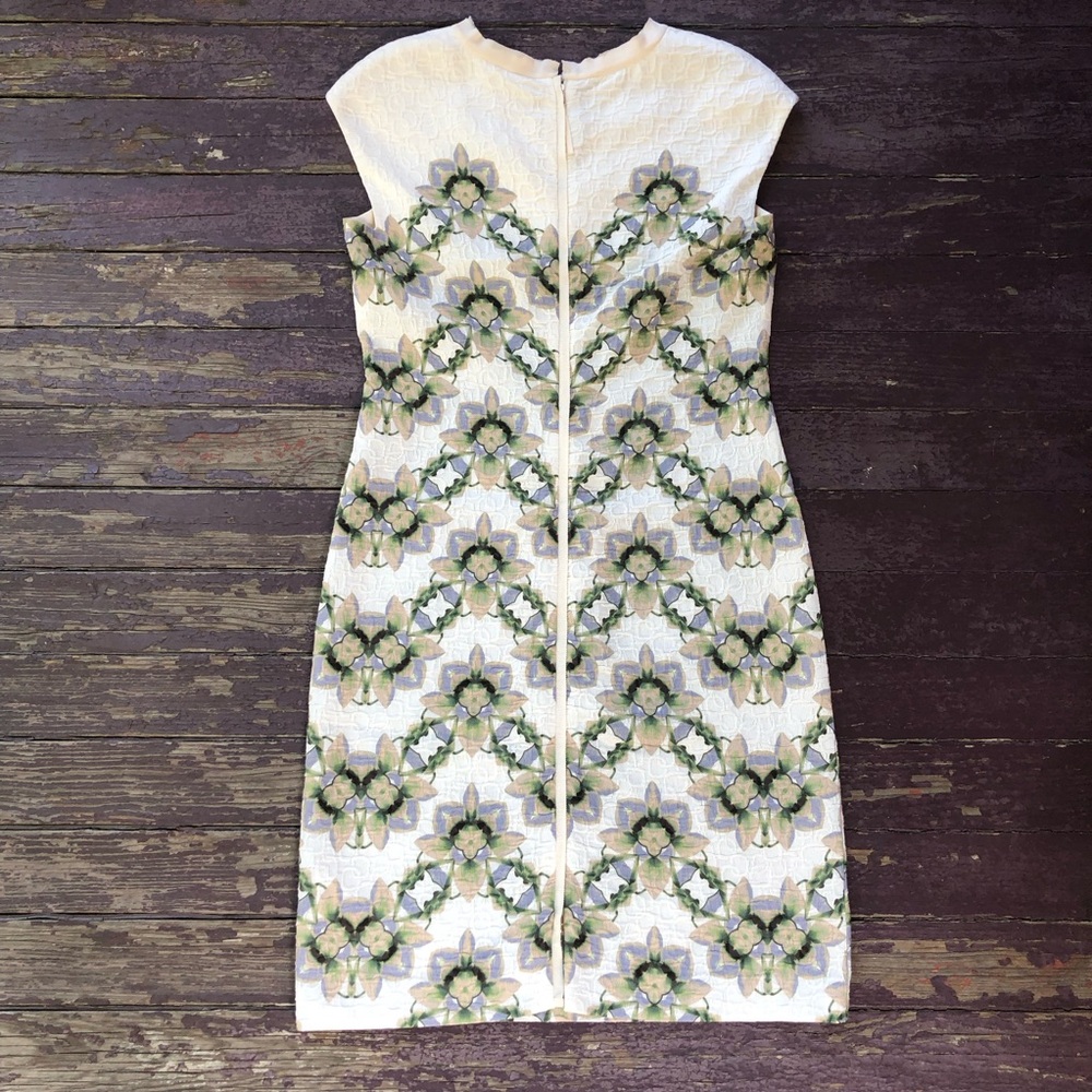 Schumacher Textured Sheath Dress Size 8 Cap Sleeve Abstract Floral German Silk - Picture 11 of 16